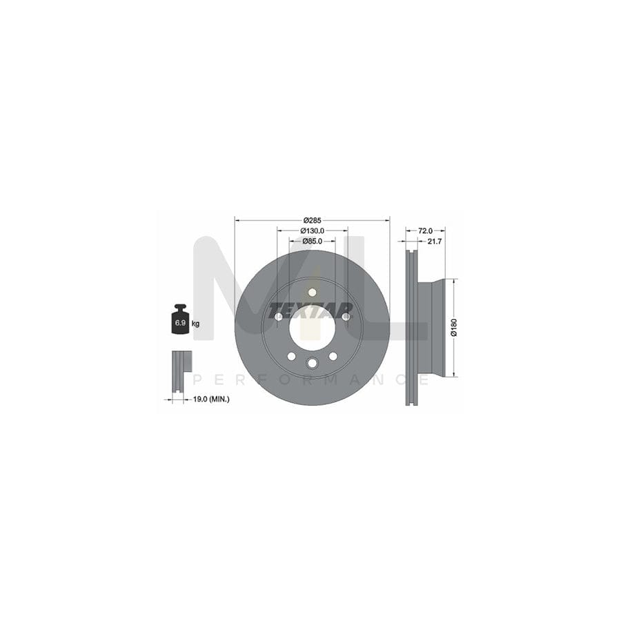 TEXTAR 93127800 Brake Disc Internally Vented, without wheel hub, without wheel studs | Performance Parts Direct Car Parts