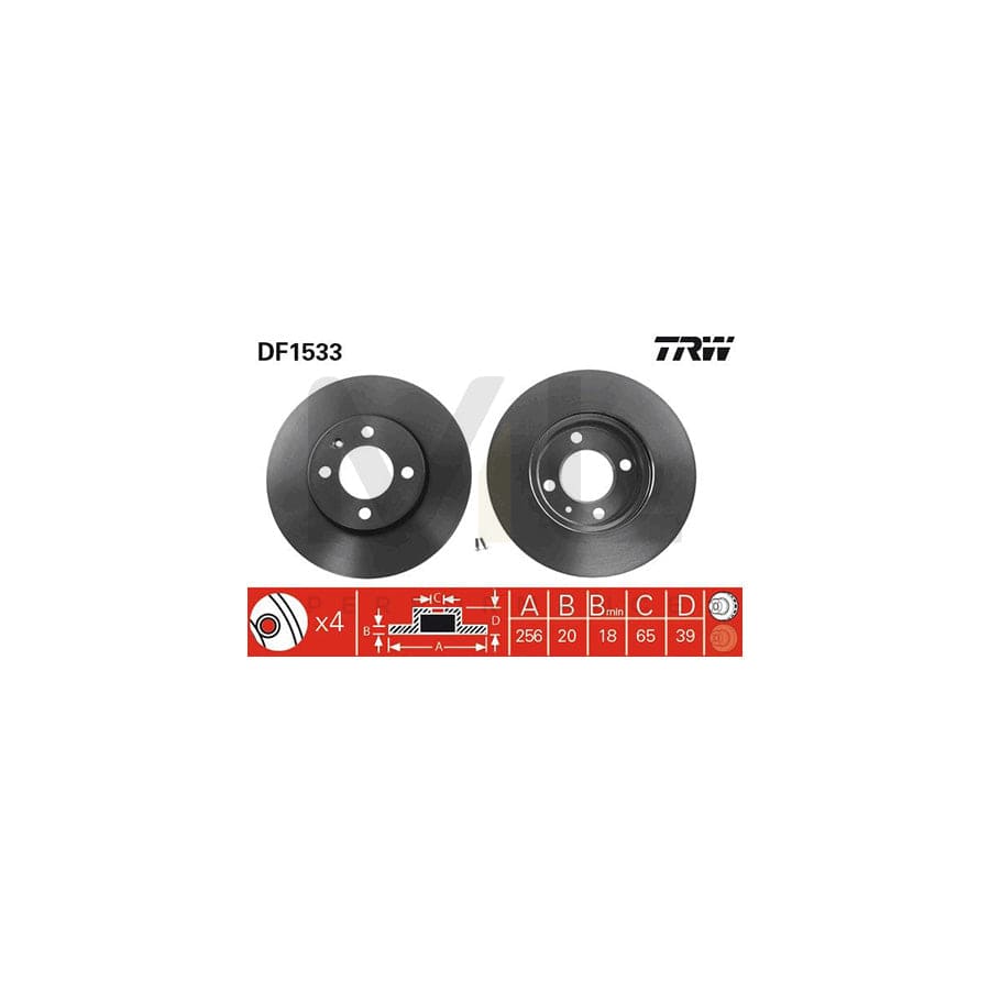 TRW DF1533 Brake Disc Vented, Painted | Performance Parts Direct Car Parts