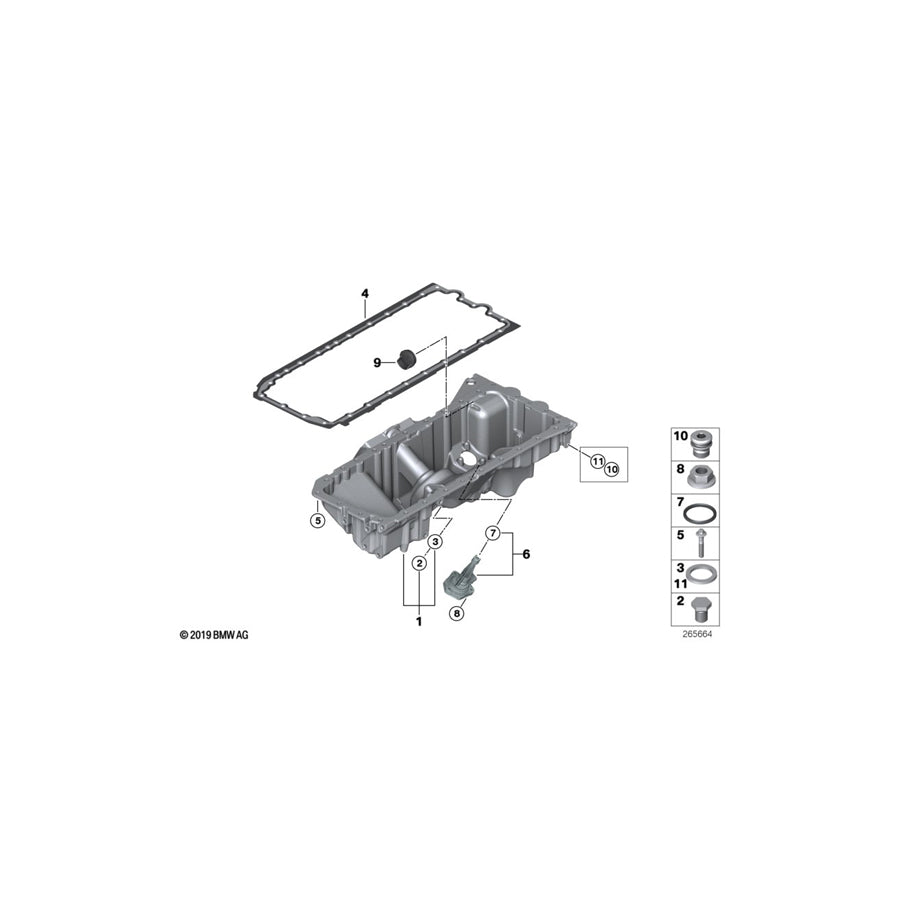Genuine BMW 11137556664 F07 F10 Oil Pan (Inc. 640iX, 740LiX & 535iX) |