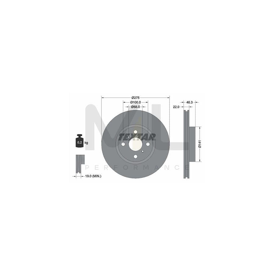 TEXTAR 92156200 Brake Disc Internally Vented, without wheel hub, without wheel studs | Performance Parts Direct Car Parts