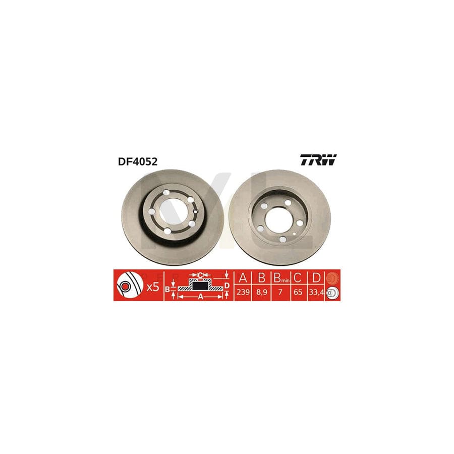 TRW DF4052 Brake Disc Solid, Painted | Performance Parts Direct Car Parts