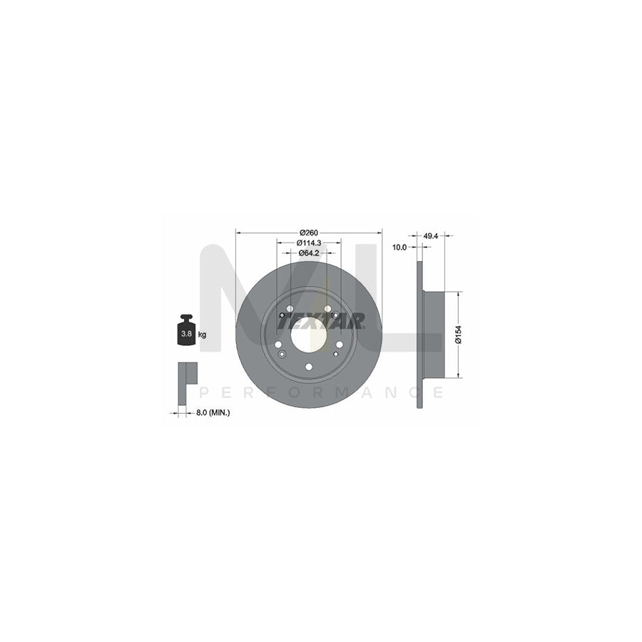 TEXTAR 92144600 Brake Disc for HONDA ACCORD Solid, without wheel hub, without wheel studs | Performance Parts Direct Car Parts