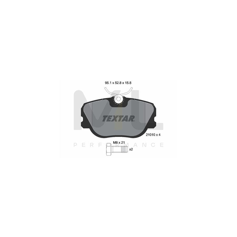 TEXTAR 2101002 Brake pad set not prepared for wear indicator, with brake caliper screws