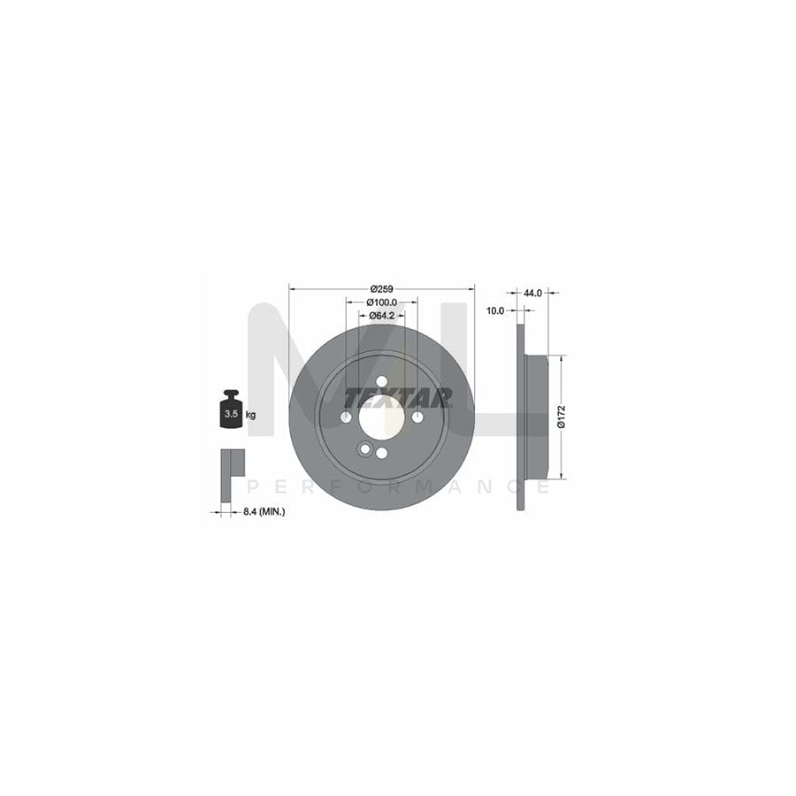 TEXTAR 92175000 Brake Disc Solid, without wheel hub, without wheel studs | Performance Parts Direct Car Parts