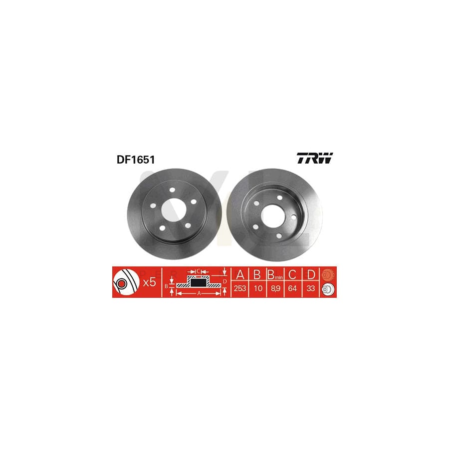 TRW DF1651 Brake Disc for FORD SCORPIO Solid, Painted | Performance Parts Direct Car Parts