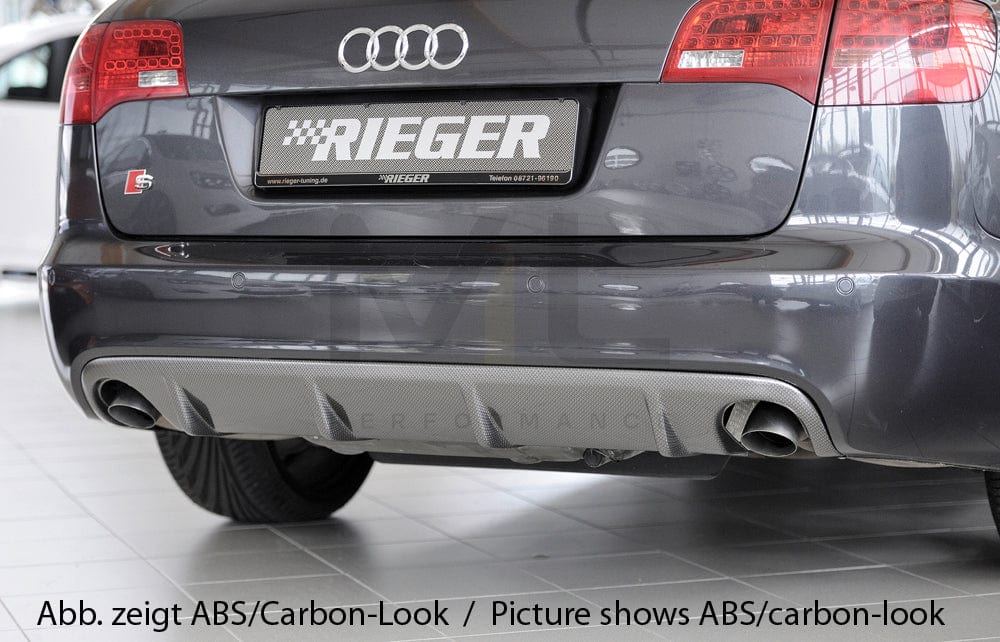Rieger 00055336 Audi 4F A6 Rear Diffuser for Original Tailpipe Left & RIght -  Matte Black