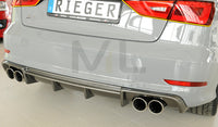 Rieger 00099368 Audi 8V A3 Rear Diffuser for Twin Tailpipe Left & Right - Carbon-Look
