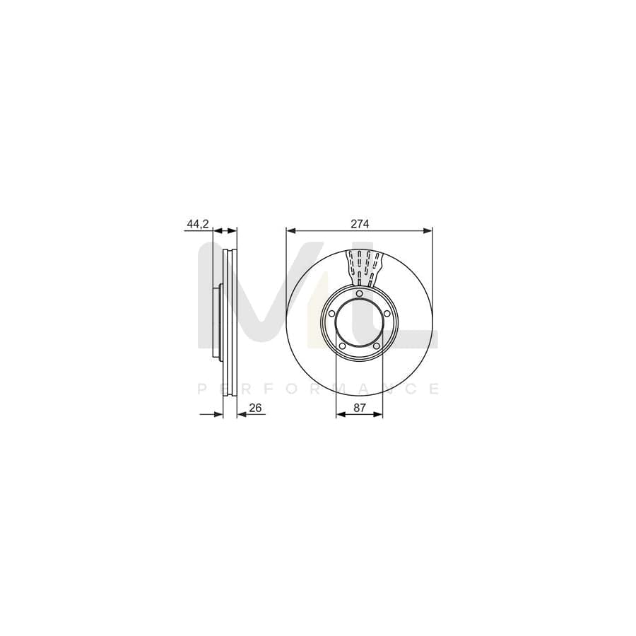 BOSCH 0 986 479 696 Brake Disc Vented, Oiled | Performance Parts Direct Car Parts