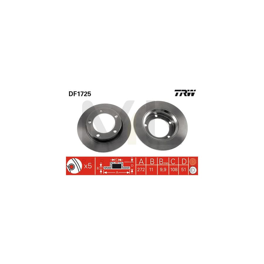 TRW DF1725 Brake Disc Solid, Painted | Performance Parts Direct Car Parts