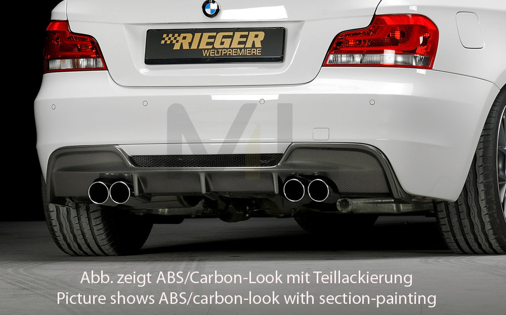 Rieger 00088025 BMW 1 Series E82 E88 Rear Diffuser for Twin Tailpipe Left & Right - Glossy Black