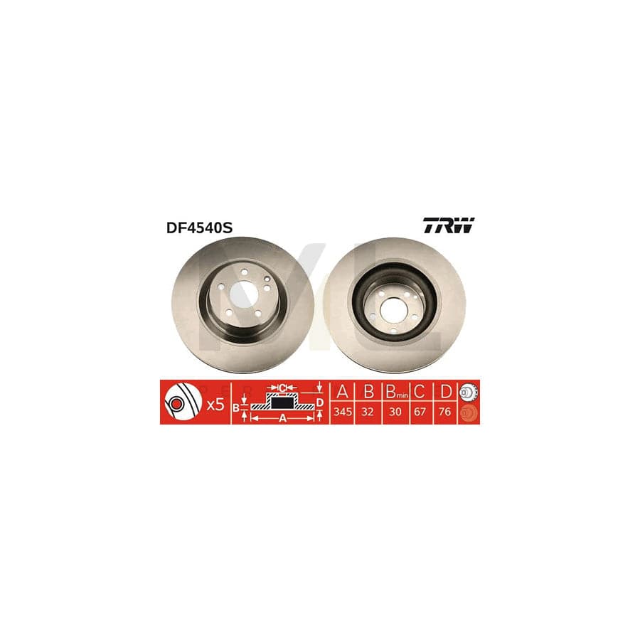 TRW DF4540S Brake Disc Vented | Performance Parts Direct Car Parts