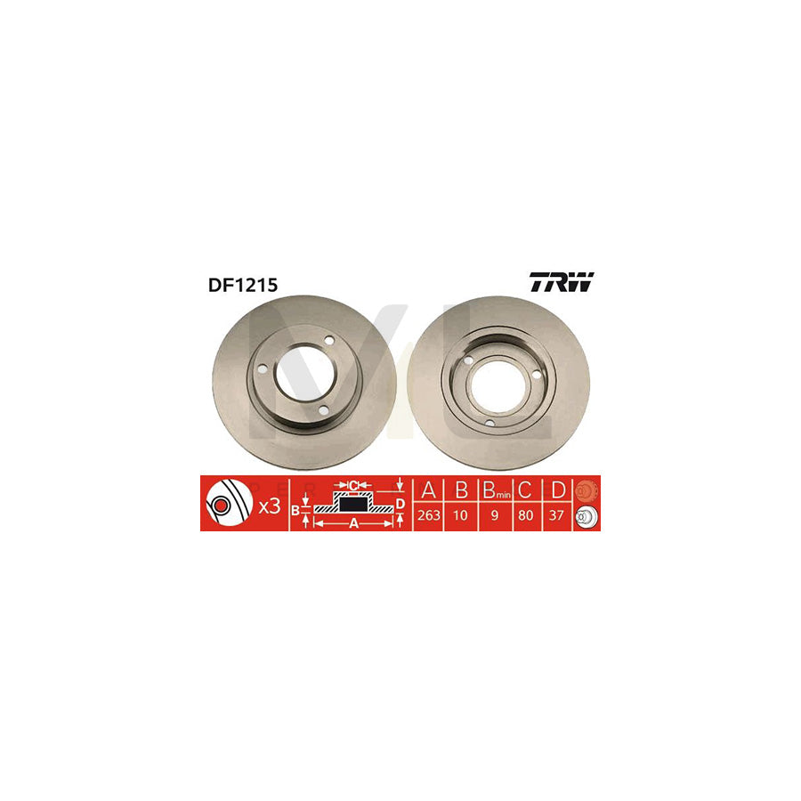 TRW DF1215 Brake Disc Solid | Performance Parts Direct Car Parts