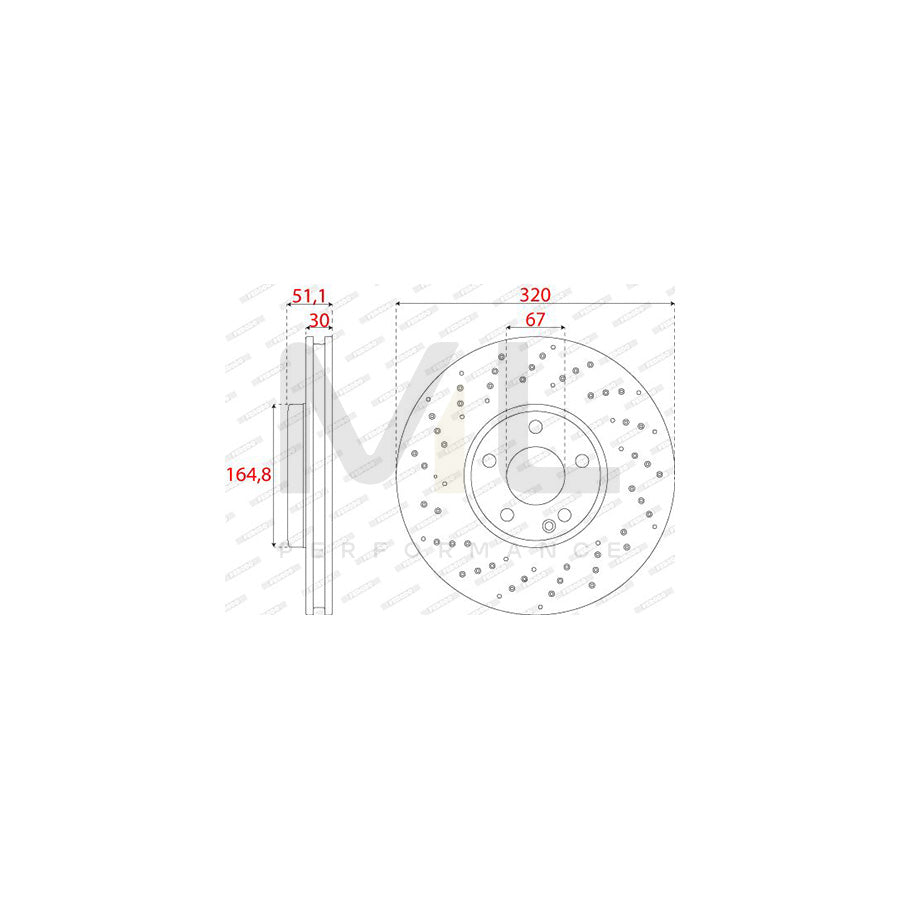FERODO DDF2559C Brake Disc Vented, Coated | Performance Parts Direct Car Parts