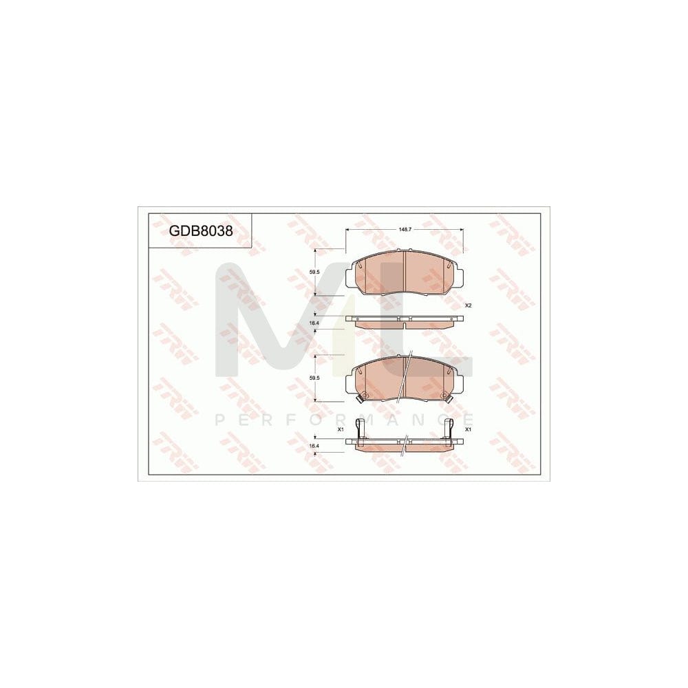 TRW Gdb8038 Brake Pad Set For Honda Civic Ix Saloon (Fb, Fg) | Performance Parts Direct Car Parts