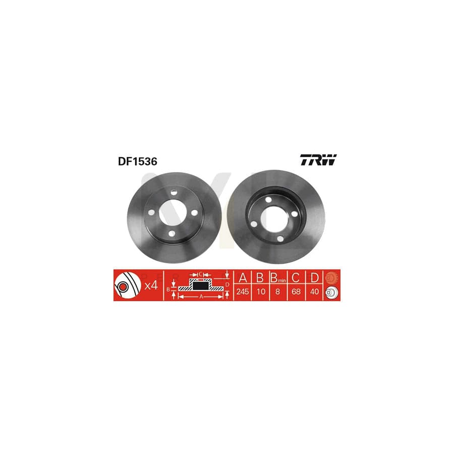 TRW DF1536 Brake Disc Solid, Painted | Performance Parts Direct Car Parts