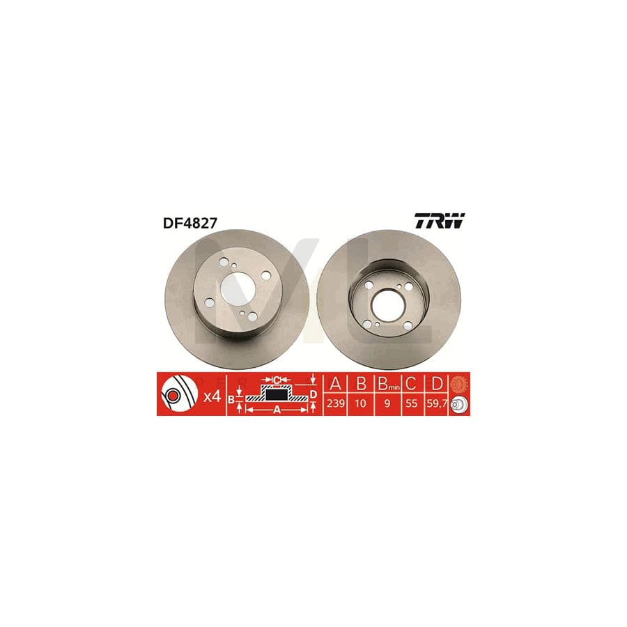 TRW DF4827 Brake Disc for TOYOTA COROLLA Solid, Painted | Performance Parts Direct Car Parts