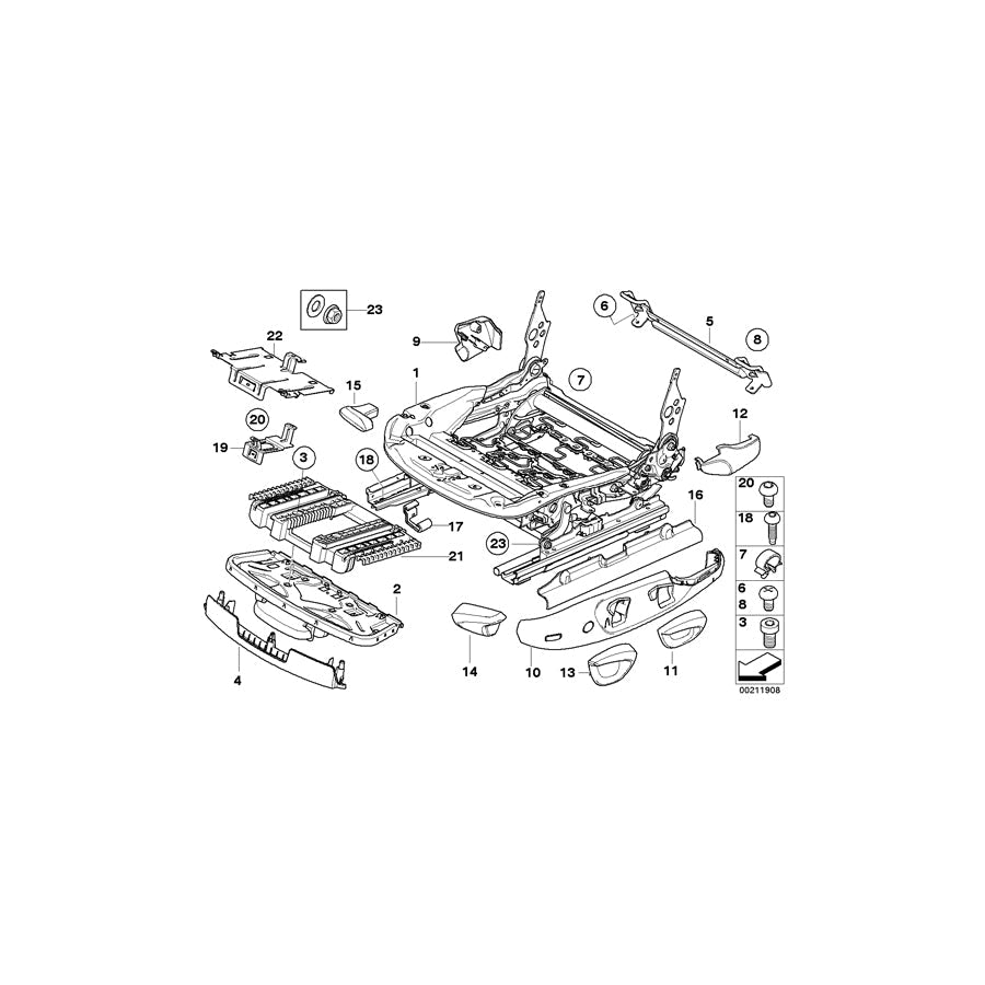 Genuine BMW 52107157393 E91 E90 Trim, Seat Outer Left GRAU (Inc. 325d, 316d & 330xd)