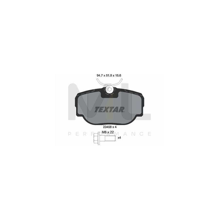 TEXTAR 2345801 Brake pad set not prepared for wear indicator, with brake caliper screws