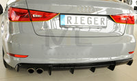 Rieger 00088157 Audi 8V A3 Rear Diffuser for Twin Tailpipe Left - Glossy Black