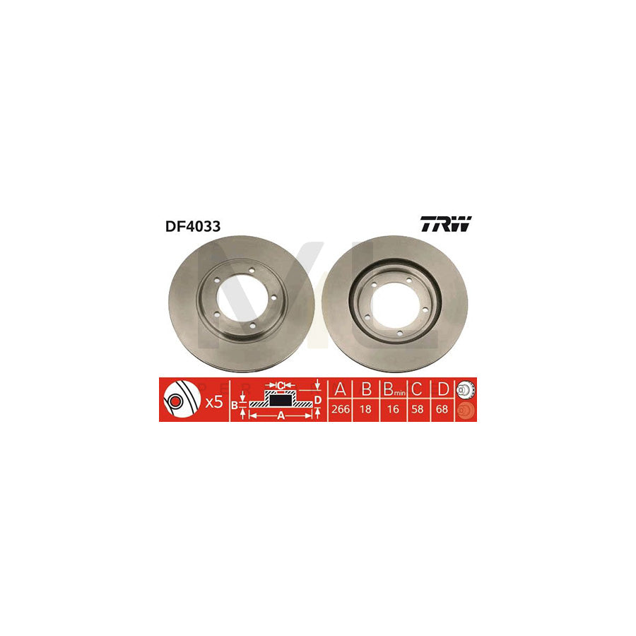 TRW DF4033 Brake Disc Vented | Performance Parts Direct Car Parts