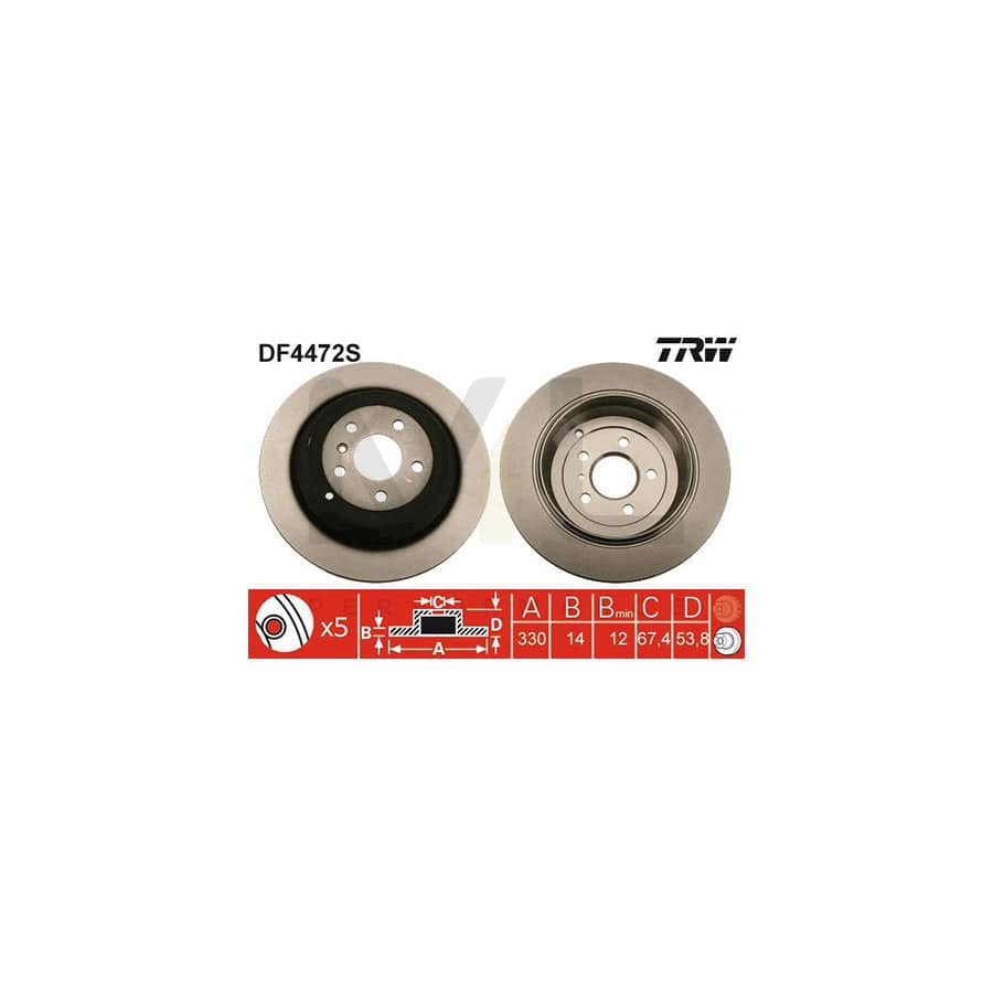 TRW DF4472S Brake Disc Solid, Painted | Performance Parts Direct Car Parts