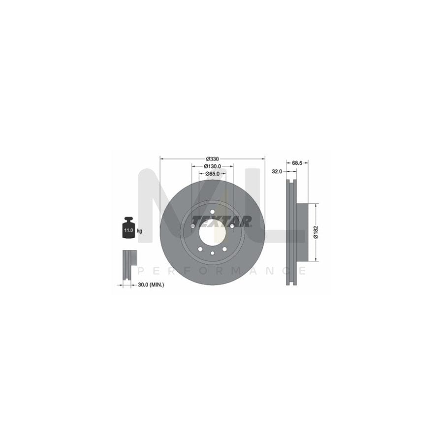 TEXTAR OE-Line 92121510 Brake Disc Internally Vented, Coated, High-carbon, without wheel hub, without wheel studs | Performance Parts Direct Car Parts