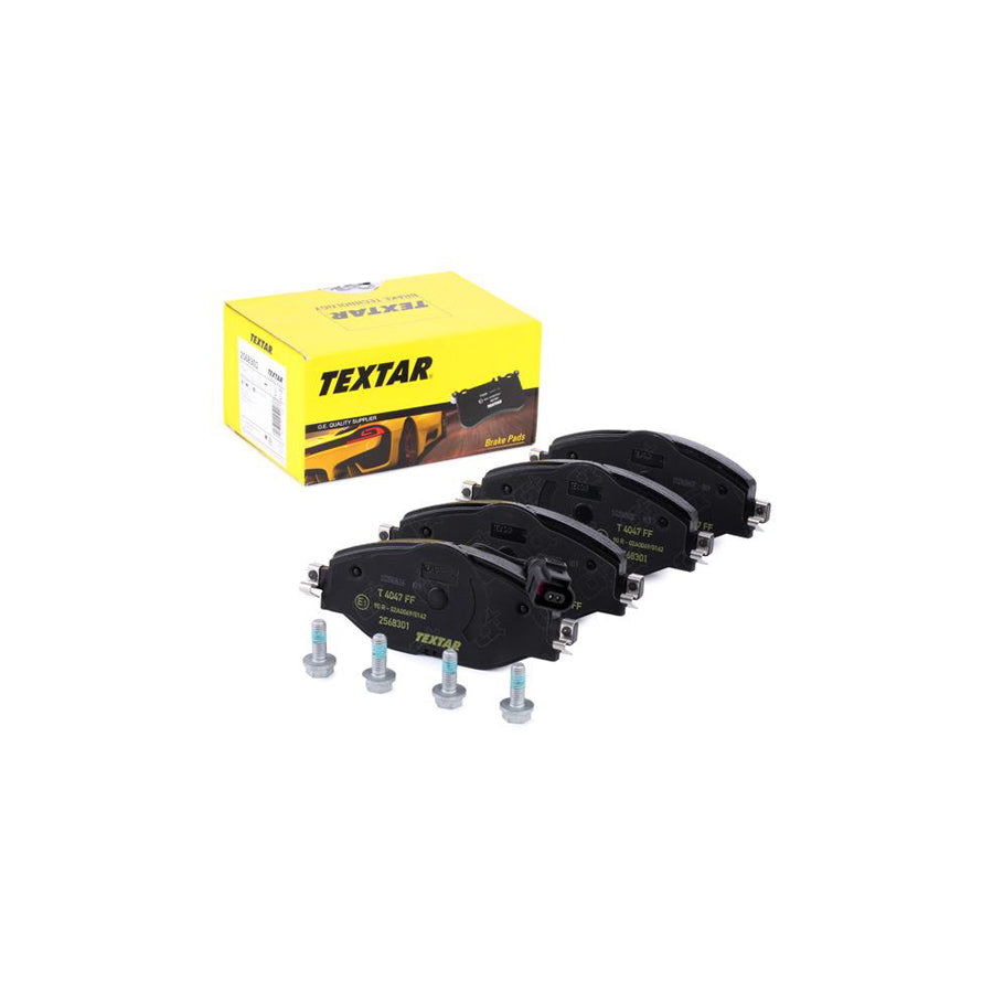 TEXTAR 2568301 Brake pad set incl wear warning contact with brake caliper screws
