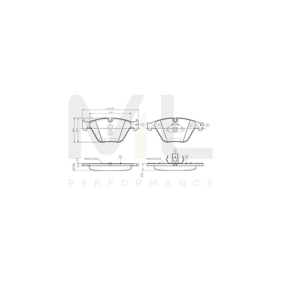 Bosch 0986Tb3134 Brake Pad Set Excl. Wear Warning Contact  | Performance Parts Direct Car Parts