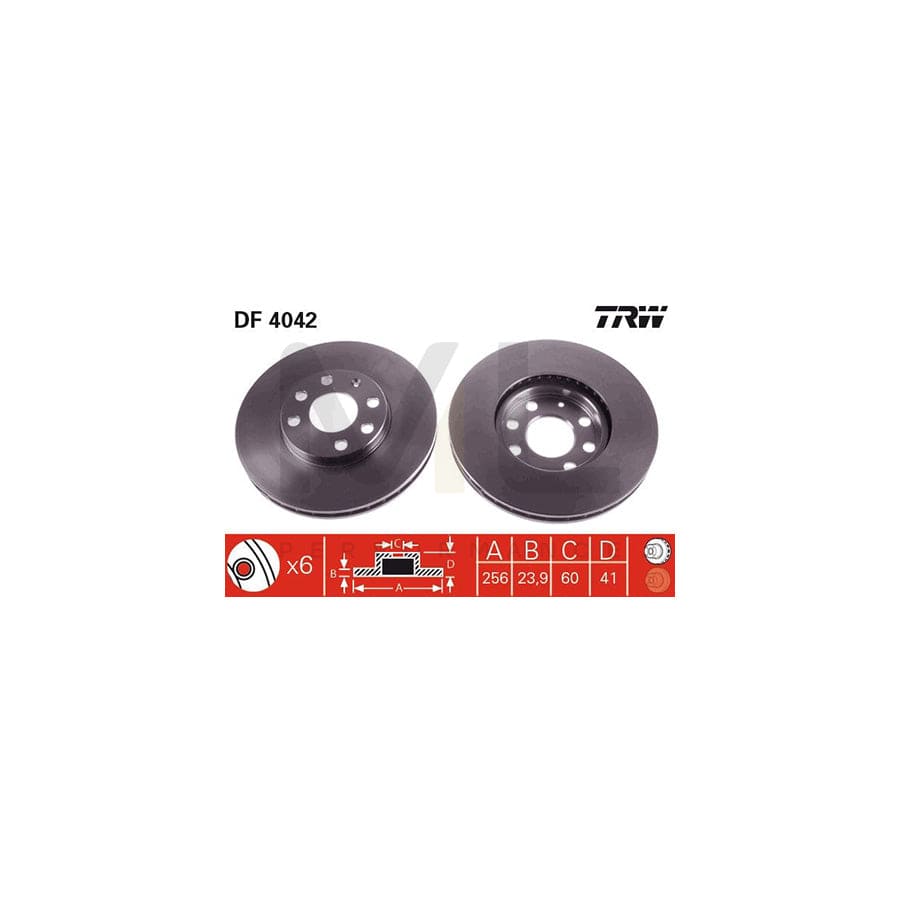 TRW DF4042 Brake Disc Vented, Painted | Performance Parts Direct Car Parts