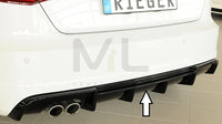 Rieger 00088141 Audi 8V A3 Rear Diffuser for Twin Tailpipe Left - Glossy Black