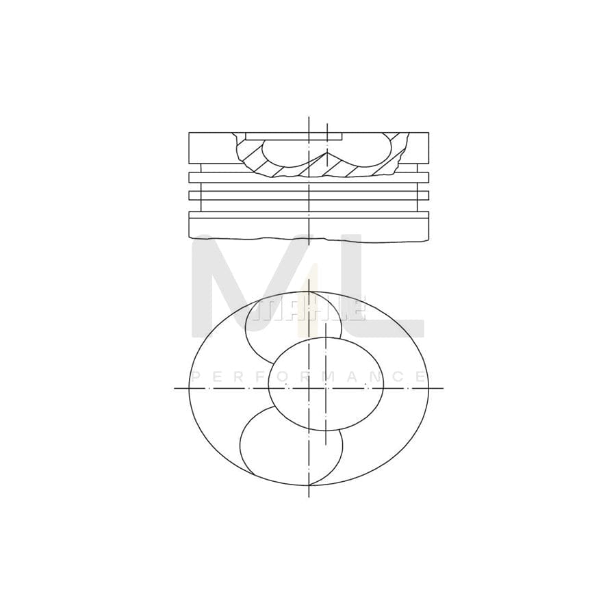 MAHLE ORIGINAL 028 PI 00113 000 Piston 79,51 mm, with piston ring carrier, without cooling duct | Performance Parts DirectCar Parts