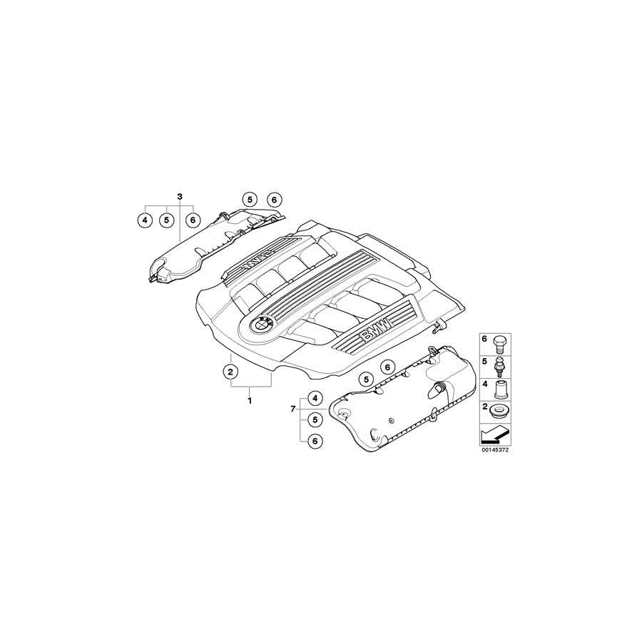 Genuine BMW 11147792434 E65 Injector Cover Zyl. 5-8 (Inc. 745d)