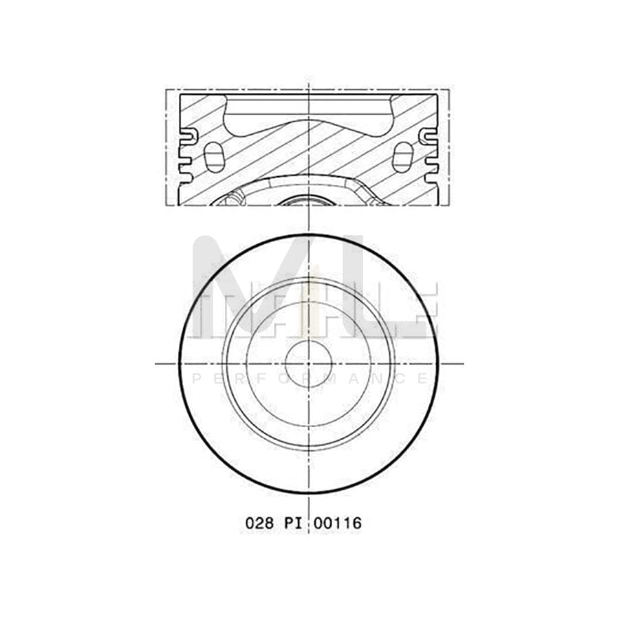 MAHLE ORIGINAL 028 PI 00116 000 Piston 81,01 mm, with cooling duct, with piston ring carrier | Performance Parts DirectCar Parts
