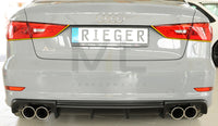Rieger 00056808 Audi 8V A3 Rear Diffuser for Twin Tailpipe Left & Right -  Matte Black