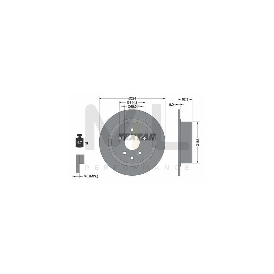 TEXTAR PRO 92237103 Brake Disc Solid, Coated, without wheel hub, without wheel studs | Performance Parts Direct Car Parts