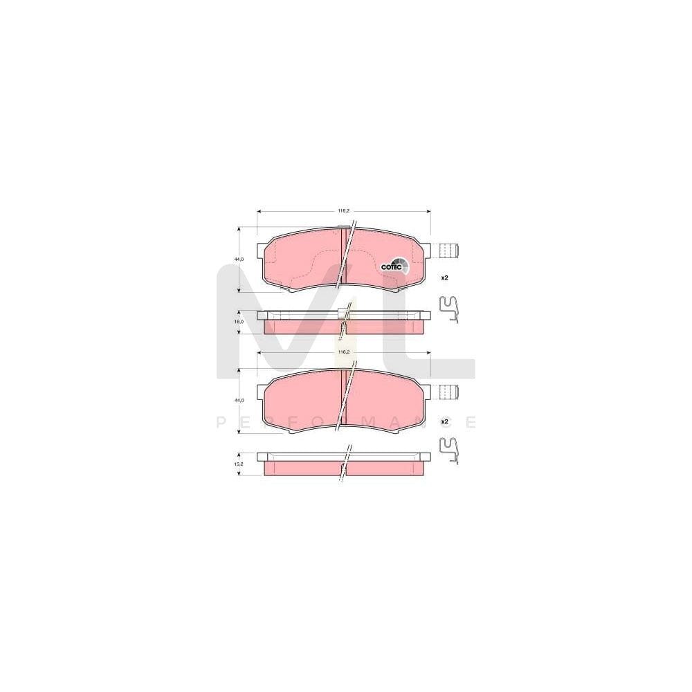 TRW Cotec Gdb3110 Brake Pad Set With Acoustic Wear Warning, With Accessories | Performance Parts Direct Car Parts