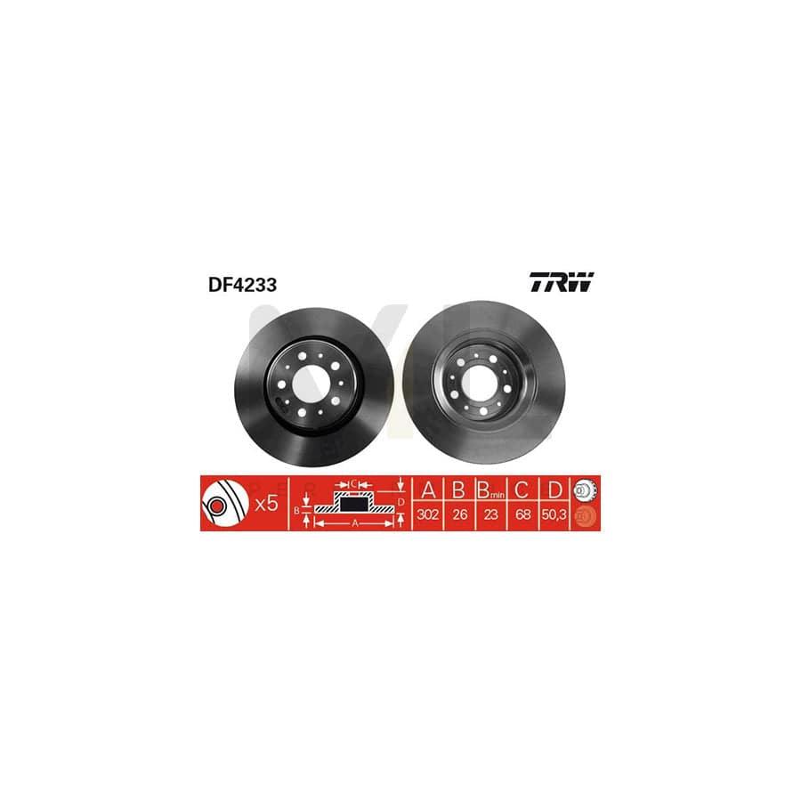 TRW DF4233 Brake Disc Vented, Painted | Performance Parts Direct Car Parts