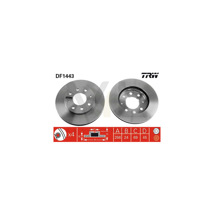 TRW DF1443 Brake Disc Vented | Performance Parts Direct Car Parts