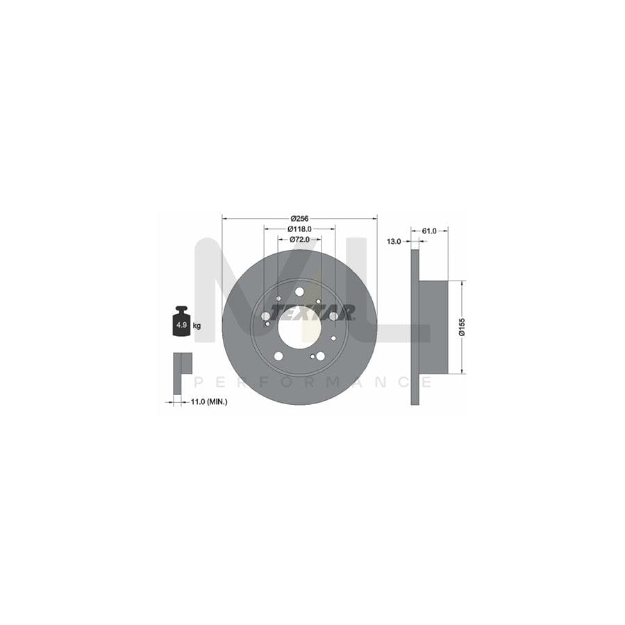 TEXTAR 92027100 Brake Disc Solid, without wheel hub, without wheel studs | Performance Parts Direct Car Parts
