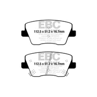EBC PD03KR1001 Hyundai i-30 N Yellowstuff Rear Brake Pad & Plain Disc Kit