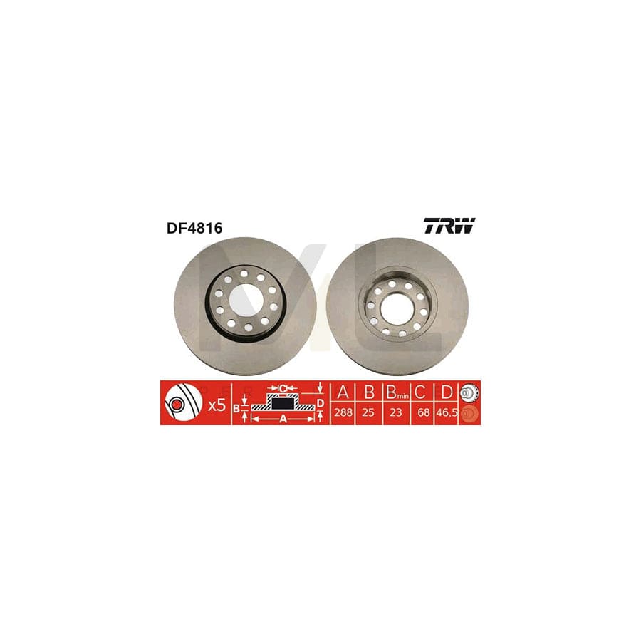 TRW DF4816 Brake Disc Vented, Painted | Performance Parts Direct Car Parts