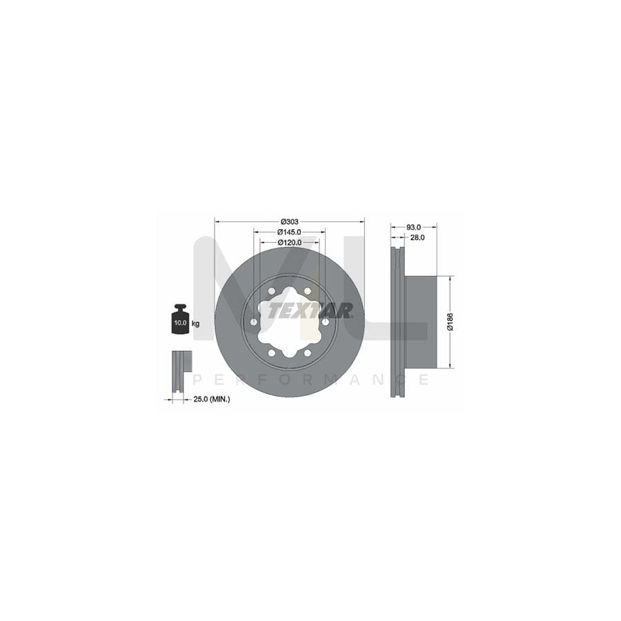TEXTAR 93143400 Brake Disc Internally Vented, without wheel hub, without wheel studs | Performance Parts Direct Car Parts