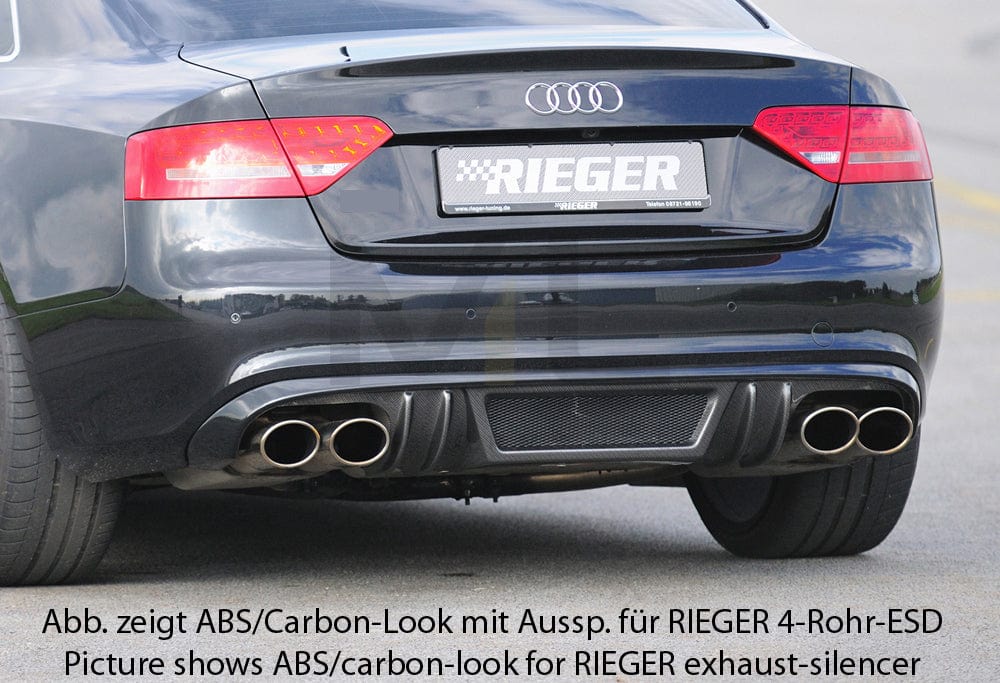 Rieger 00055441 Audi B8 B81 A5 Rear Diffuser for Original Tailpipe Left & RIght -  Matte Black