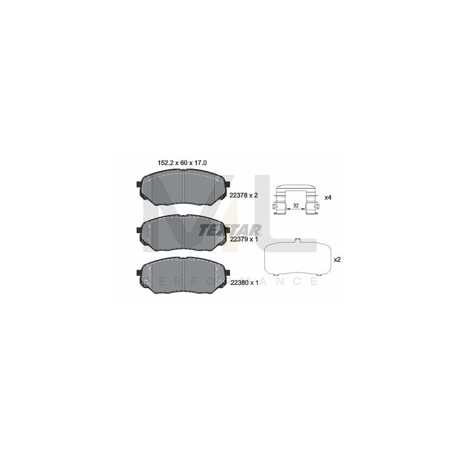 TEXTAR 2237801 Brake pad set with acoustic wear warning, with accessories