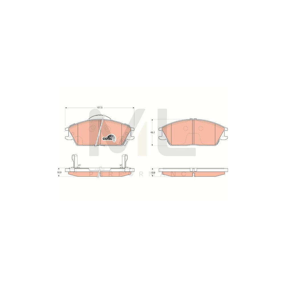 TRW Cotec Gdb3331 Brake Pad Set With Acoustic Wear Warning, With Accessories | Performance Parts Direct Car Parts