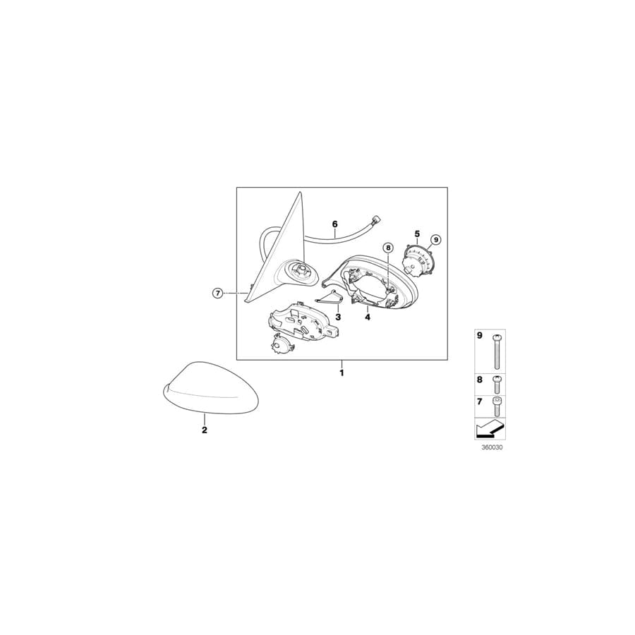 Genuine BMW 51167282653 E93 E92 Outside Mirror Heated With Memory, Left SHADOW-LINE (Inc. 316i, 330xi & 325i)