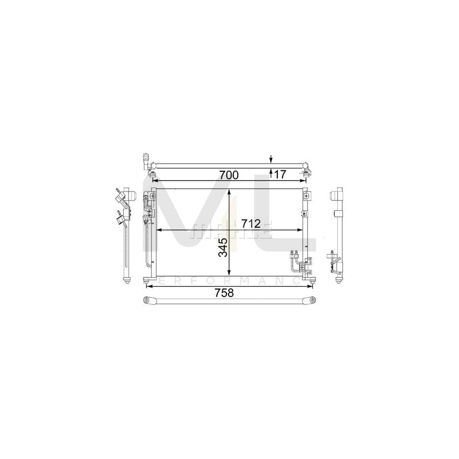 MAHLE ORIGINAL AC 485 000S Air conditioning condenser without dryer | Performance Parts DirectCar Parts