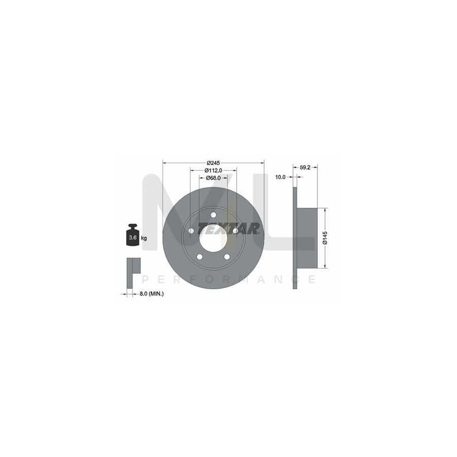 TEXTAR 92022800 Brake Disc Solid, without wheel hub, without wheel studs | Performance Parts Direct Car Parts