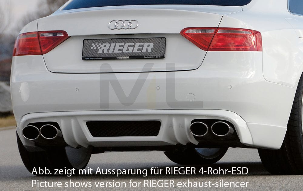 Rieger 00055419 Audi B8 B81 A5 Rear Diffuser for Original Tailpipe Left & RIght -  Matte Black