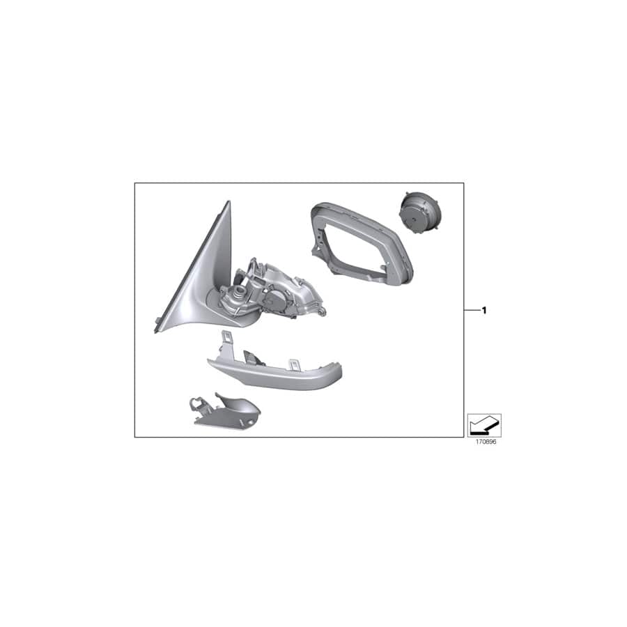 Genuine BMW 51167282112 F02 F01 F04 Outside Mirror W/Out Glass Heated Right (Inc. Hybrid 7L, 760Li & ALPINA B7)